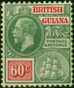 British Guiana 1926 60c Green & Rosine SG280 Fine MM