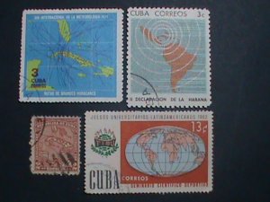 ​CUBA-MAP OF CUBA ON VERY OLD CUBA USED STAMP-VERY FINE PLEASE WATCH CAREFULLY