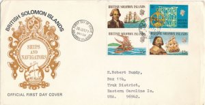 British Solomon Islands sc# 214-217 FDC - Ships and Pacific Explorers