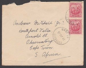 BARBADOS 1923 cover to Sth Africa ST JOHN village cds.......................U265