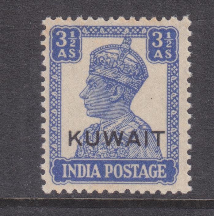 KUWAIT, 1945 on India, KGVI, 3 1/2a. Bright Blue, lhm. 