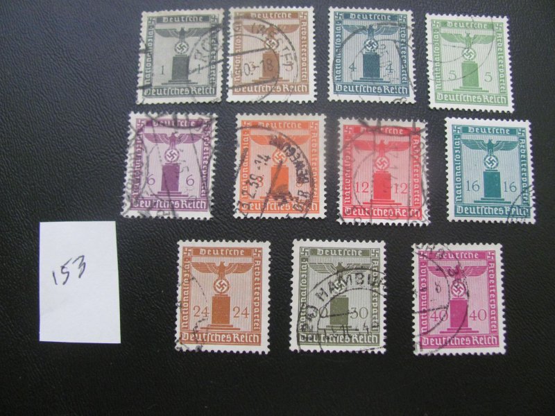 Germany 1942-44 USED MI. 155-165 OFFICIAL XF 300 EUROS (153)