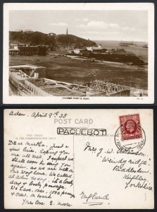 Aden 1935 Postcard GB stamp with  Napoli p/m and boxed Paquebot