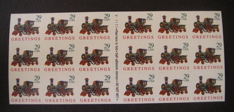 Scott 2719a, 29c Christmas Train, Pane of 18, #V11111, MNH Booklet Beauty