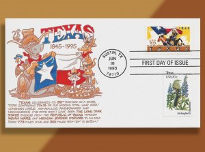 Critters - and a Mockingbird - Help Celebrate Texas' 150th Birthday on Combo FDC