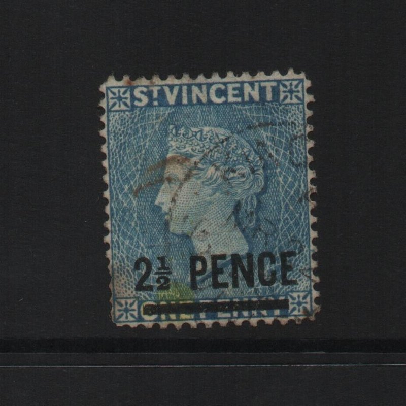 St Vincent 1889 SG49 2 1/2 pence 14 perf CA watermark - used