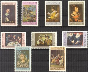 {AM013} Aden / Mahra 1967 Art Paintings set of 9 MNH** Mi: 48/56 7,50 Eur.