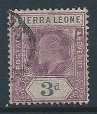 Sierra Leone #82 Used 3p King Edward VII Wmk. 3