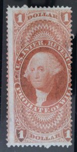 Scott #R76c - $1 Red - Probate of Will - Unused  - Faults