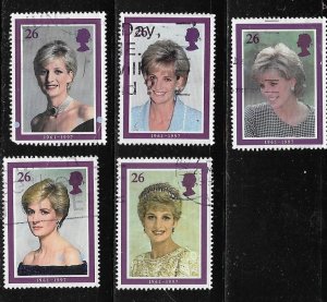 Great Britain 1998 Diana, Princess of Wales SC#1791-1795 Cancelled