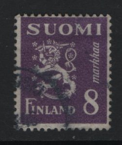 Finland    #176H  used  1946   Lion  8m  purple