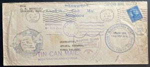 1935 Thompson NY USA Tin Can Canoe Mail cover To Niuafoou Tonga Toga