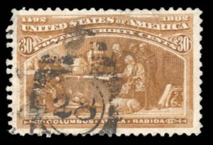 United States, 1893 Columbian Issue #239 Cat$90, 1893 30c orange brown, used