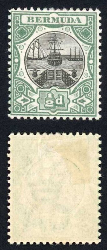 Bermuda SG31 1/2d Black and Green Fresh Colour M/M Cat 14 pounds