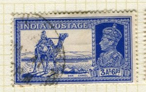 INDIA; 1938 early GVI issue fine used 3a. 6p. value