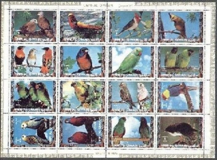 Umm Al Qiwain 1242-1257 Michel, MNH. Exotic Birds, Parrots, 1972.