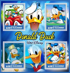 Stamps.Disney , Donald Duck Congo 1+1 sheets 2022 year NEW perforated