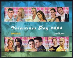 Somalia 2004 VALENTINES DAY Penelope Cruz & Tom Cruise Sheetlet of 6 values MNH