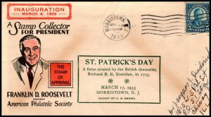 US St Patrick's Day 1933 Cover