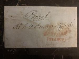 1861 Rosales Chihuahua Mexico Stampless Letter sheet Cover To Parral