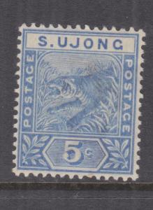 SUNGEI UJONG, 1893 Tiger, 5c. Blue, heavy hinged mint.