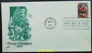 1995 Christmas Santa holding Sled booklet ARTCRAFT FDC