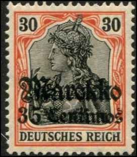 Germany Offices Morocco SC# 50 Germania o/p 35c on 30pf Mint Hinged