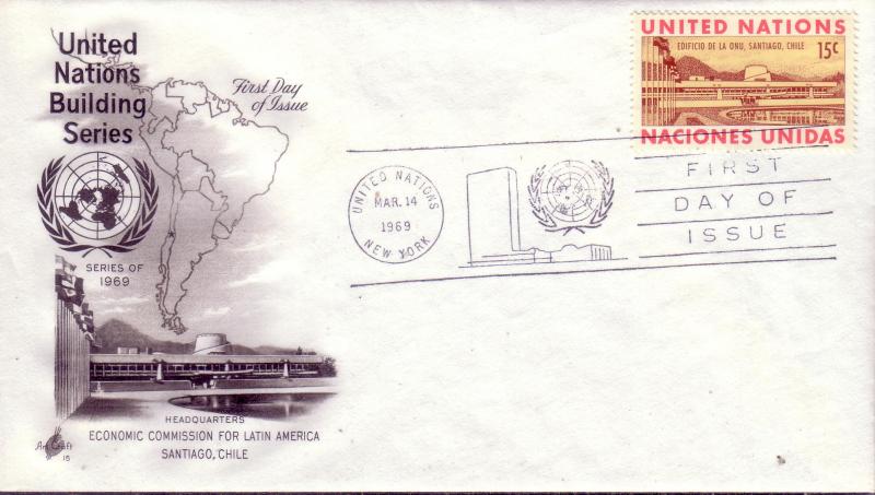 United Nations FDC Sc.# 195 Building Series L382