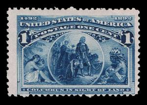 GENUINE SCOTT #230 MINT OG NH 1¢ COLUMBIAN - DEALER ESTATE CLOSEOUT #2