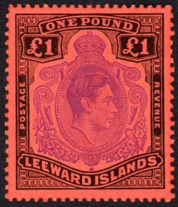 Leeward Is SG114c One Pound Violet and Black/Scarlet Perf 13 U/M