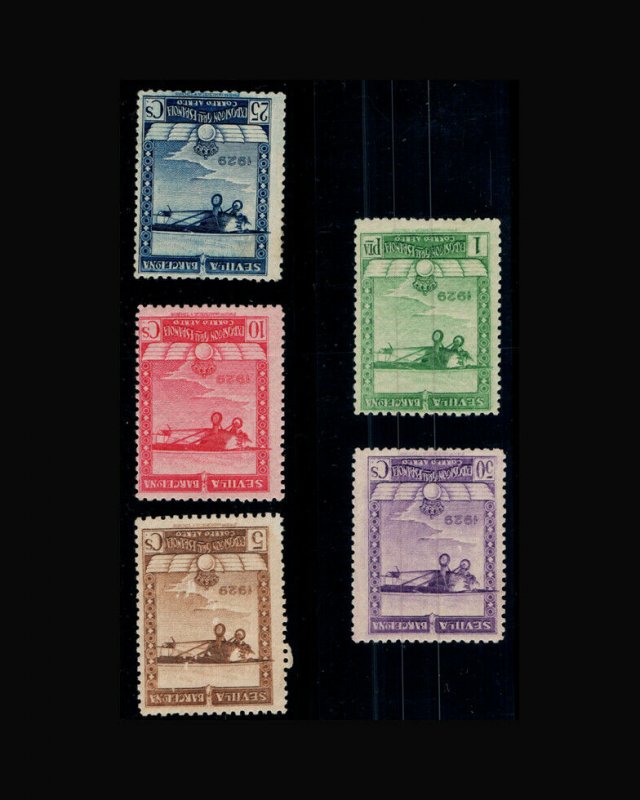 VINTAGE:SPAIN 1929 OG,VLH SCOTT # C6-C10 $ 51.25 LOT # VSWSP1929-139