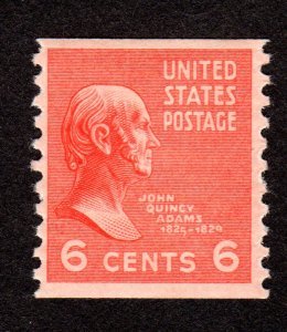 SCOTT #846 SIX CENT MINT NEVER HINGED SINGLE JOHN QUINCY ADAMS VERTICAL COIL