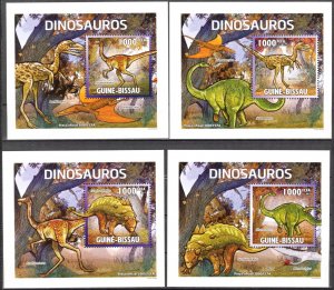 {251} Guinea Bissau 2011 Dinosaurs 4 S/S Deluxe MNH**