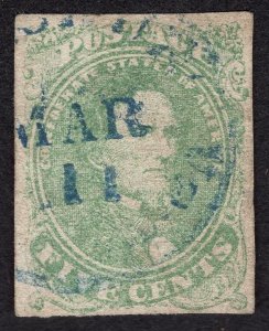 CSA #1 Very Fine. Used w/Pretty blue cancel.