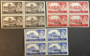 GREAT BRITAIN/BOA/TANGIER # 576-578-MNH--COMPLETE SET IN BLOCKS OF 4--1955