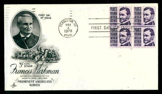 #1297 Francis Parkman Coil Line Pair FDC  (Artcraft)