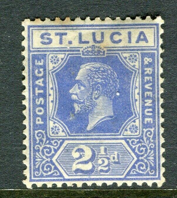 ST.LUCIA; 1921 early GV issue fine Mint hinged Shade of 2.5d. value