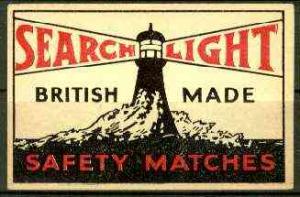 Match Box Labels - Searchlight Brand (Lighthouse black &a...