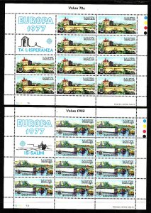 Malta-Sc#539-40-two unused NH Europa sheets-1977-