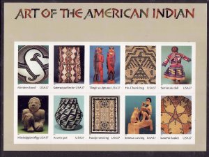 USA-Sc#3873- id12-unused NH sheet-American Indian Art-2004-