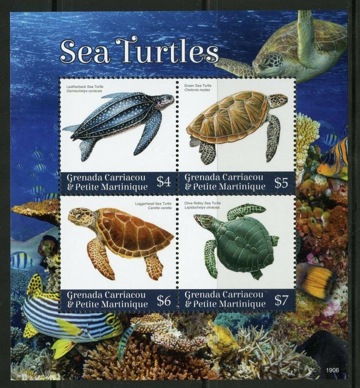 GRENADA GRENADINES  2019 SEA TURTLES  SHEET MINT NH 