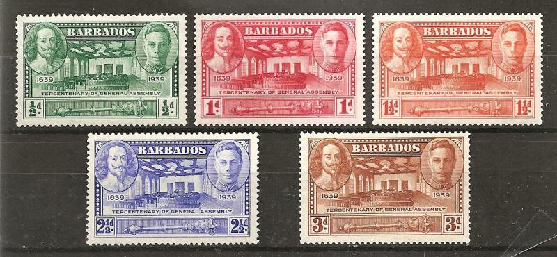 Barbados  Scott #202-206  Mint H  Scott CV $13.05