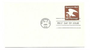 U594 'C' Domestic Mail embossed Stamped Envelope uncacheted FDC