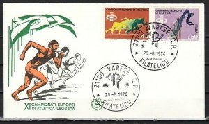 Italy, Scott cat. 1149-1150. European Sports issue. First day cover. ^