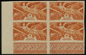 Indochina YTPA 39a Cat€100, 1946 Victory, corner margin imperf. block of fo...