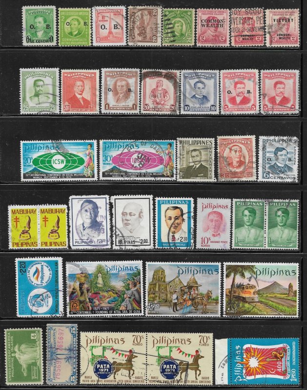 Philippines Asia Packet Lot of 37 Stamps Country Collection w/ Overprints used