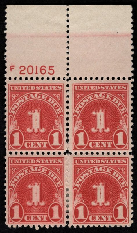 US #J70 PLATE NUMBER BLOCK OF 4, VF mint top never hinged, bottom LH, super n...