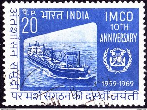 INDIA 1969 QEII 20p Violet-Blue, 10th Anniv of Inter-Governmental Maritime Co...