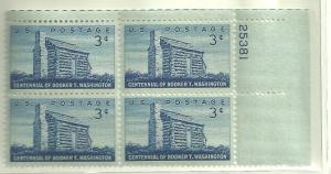 #1074 Booker T Washington Plate Block Mint NH #25381