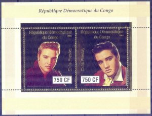 Congo 2003 Music Rock Singer Elvis Presley GOLD Sheet MNH Private